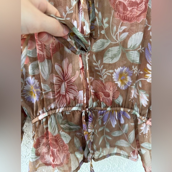 American Rag Blouse Sheer Floral Front Tie XS NWT - Picture 6 of 8